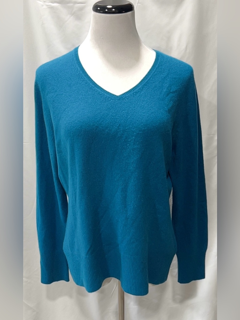 Apt. 9 Womens XL Blue 100% Cashmere V-Neck Pullover Long Sleeve Soft Sweater